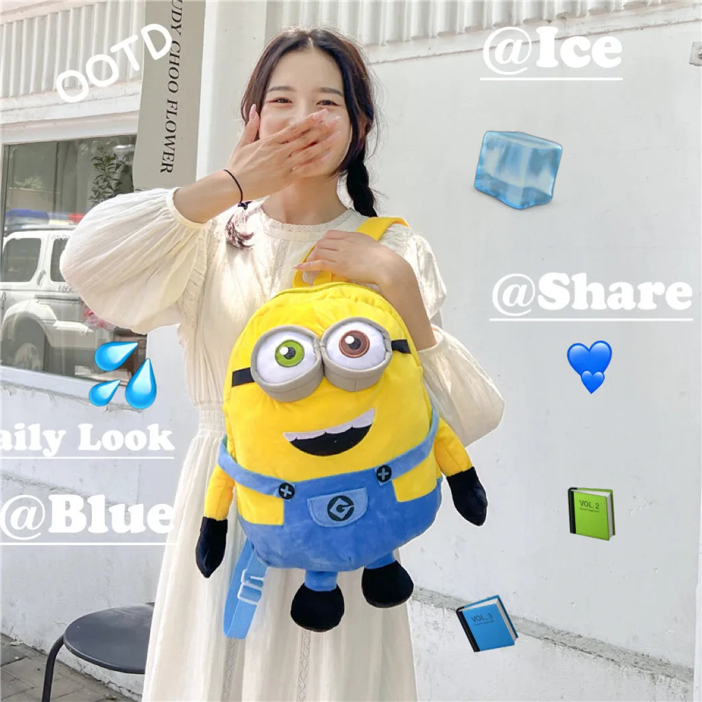 Despicable Me 4 New Cartoon Anime Plush Backpack Minions Doll Large Size School Bag Large Capacity Student Cartoon Backpack Gift