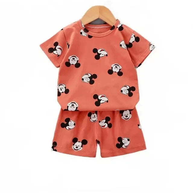 Summer cartoon T-shirt Shorts Children's boys Set Cotton Tees Pants Leisure Boys And Girls Babies Clothes Casual 2pcs