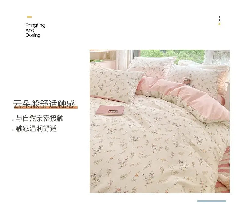 Floral Bed Duvet Covers Pastoral Four Seasons Polyester Quilt Cover King Queen Size Bedroom Bedding Home Textile Simple Cozy