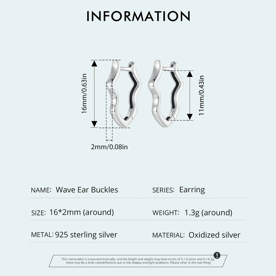 BAMOER 925 Sterling Silver Dainty Wave Huggie Hoop Earrings Hypoallergenic Ear Buckles for Women Jewelry Gift SCE1761