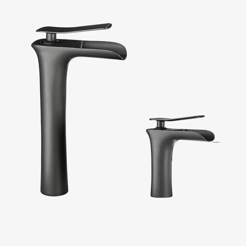 Basin Faucet Grey Waterfall Faucet Brass Bathroom Faucet Gold Bathroom Basin Faucet Mixer Tap Hot and Cold White Sink faucet