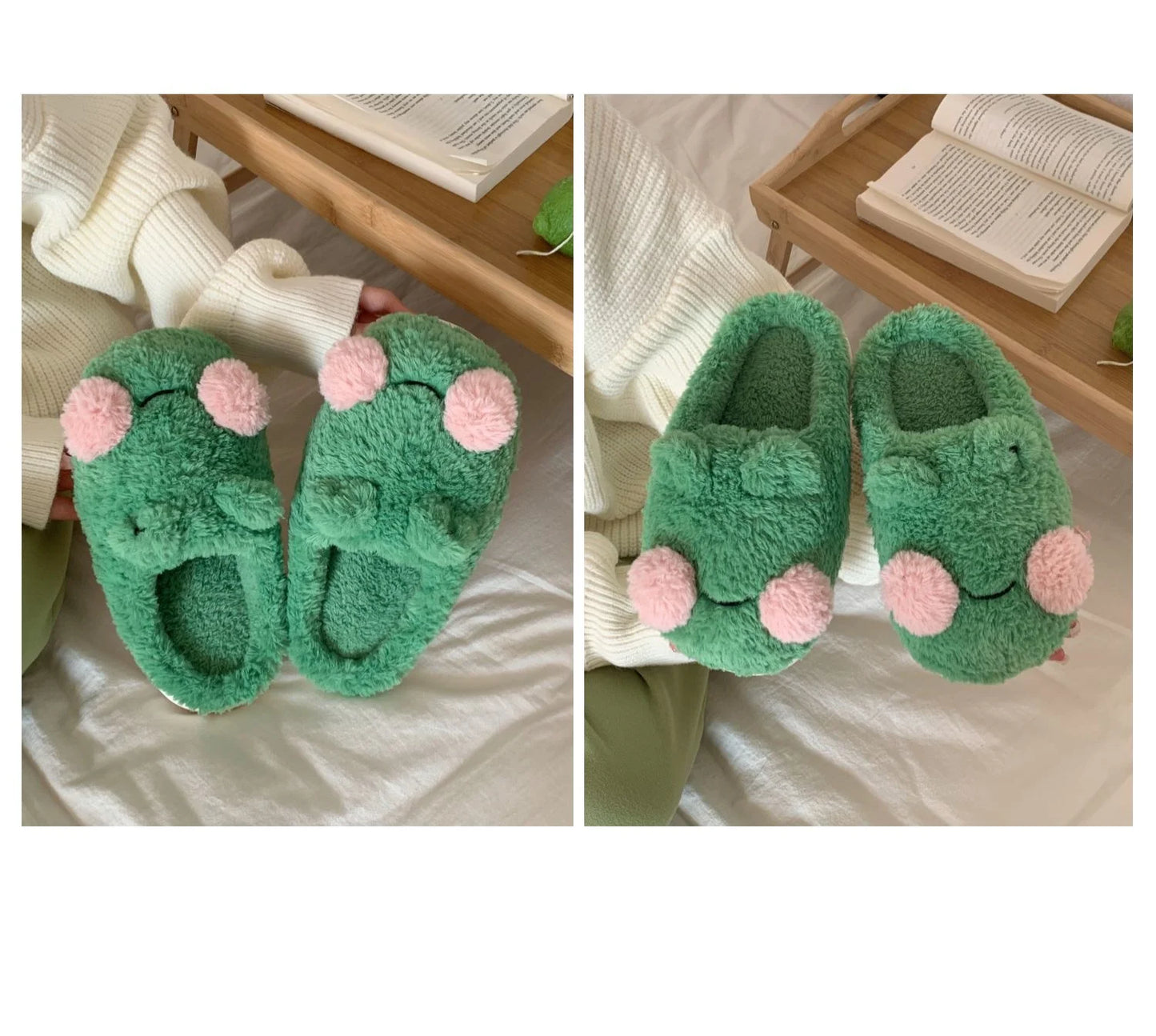 Funny Couple Lovely Frog Cotton Slippers 2022 Winter Student Anti Slip Warm Plush Home Slipper Men And Women Household Shoes