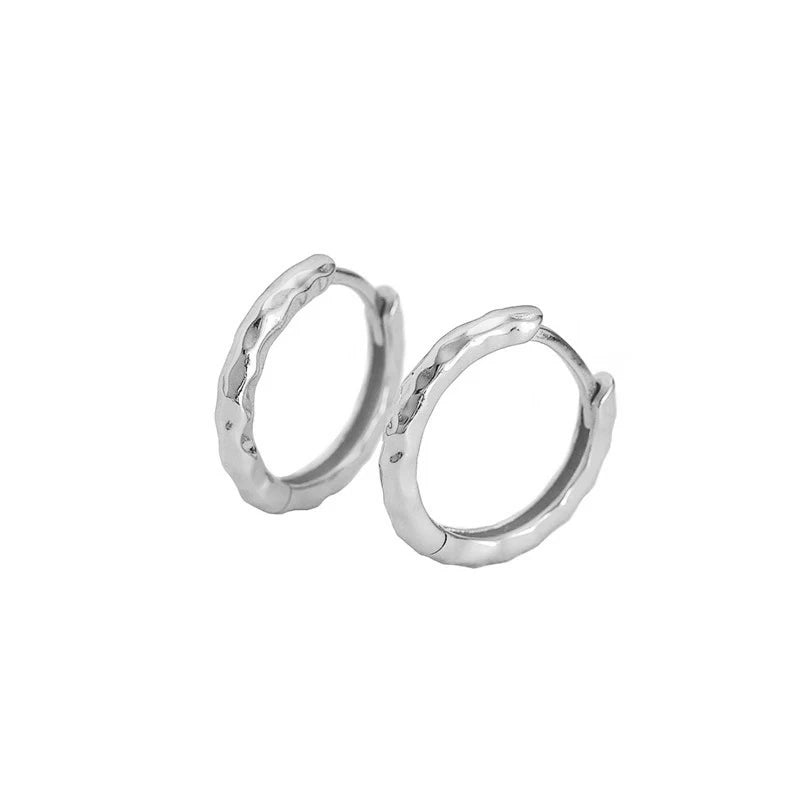 WANTME 925 Sterling Silver Simple Baroque Irregular Whacking Piercing Ear Clasps for Women Fashion Hoop Earrings Party Jewellery