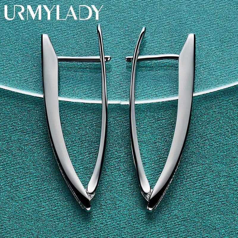 URMYLADY 925 Sterling Silver Clip AAA Zircon Earrings Ear Loops for Women Charm Wedding Fashion Engagement Jewelry