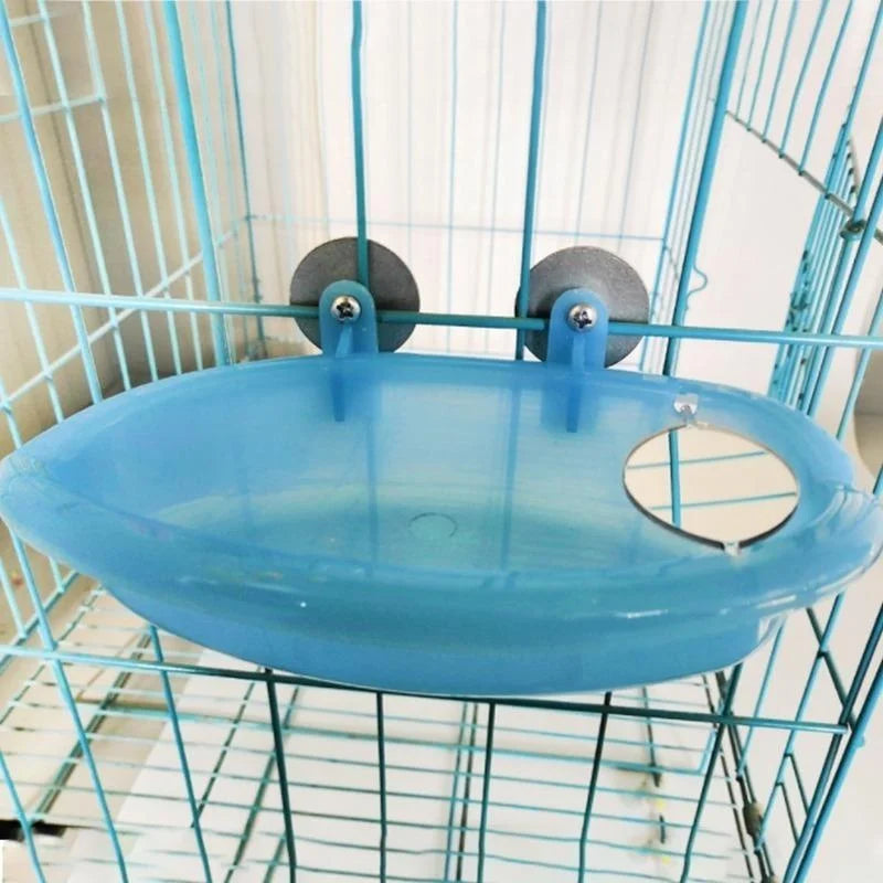 Mirrored Bird Bath Pet Cage Bath Basin Parrot Bath Basin Parrot Shower Supplies with Mirror Bird Cage Accessories Pet Toys