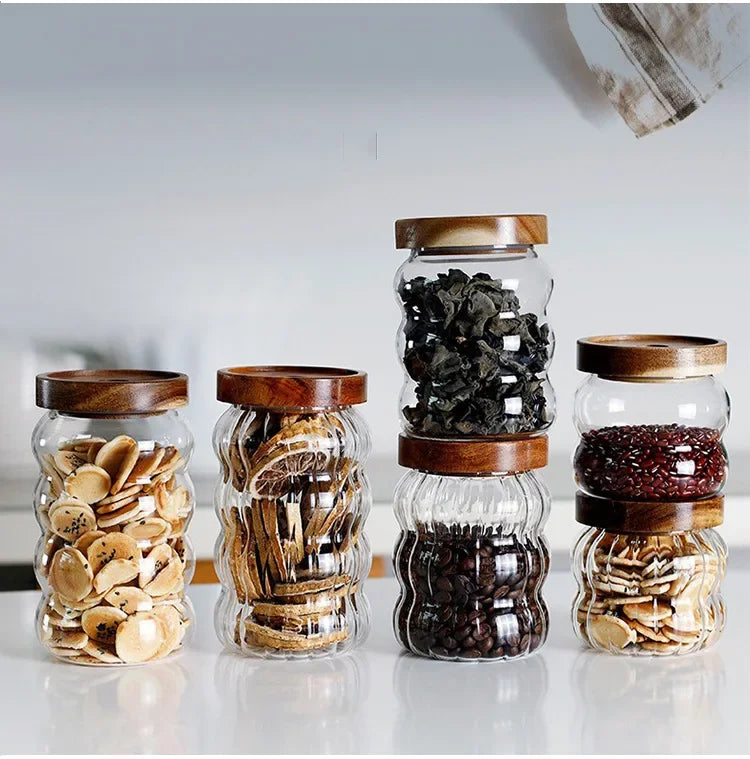 Glass Jars With Lids Container for Cereals Mason Jar Sugar and Tea Cans Storage Containers Hermetic Pots for Food Airtight Lid