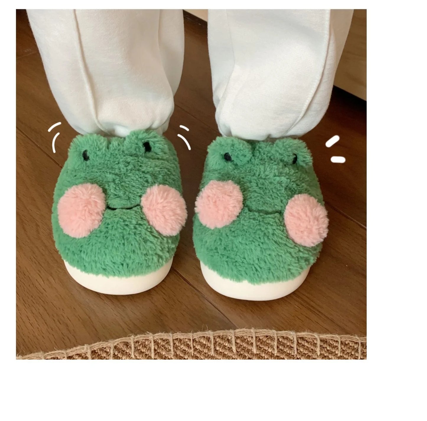 Funny Couple Lovely Frog Cotton Slippers 2022 Winter Student Anti Slip Warm Plush Home Slipper Men And Women Household Shoes