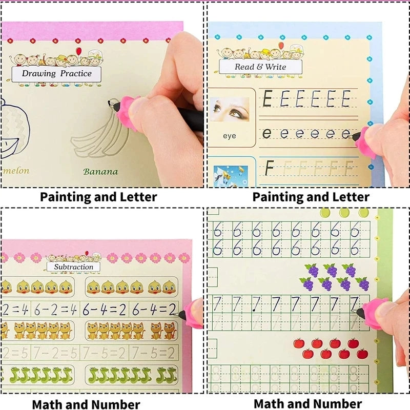 German Children's Copy Book 13x19cm Deep Groove Magic Book Alphabet Learning Numbers Handwritten German Magic Practice Copybook