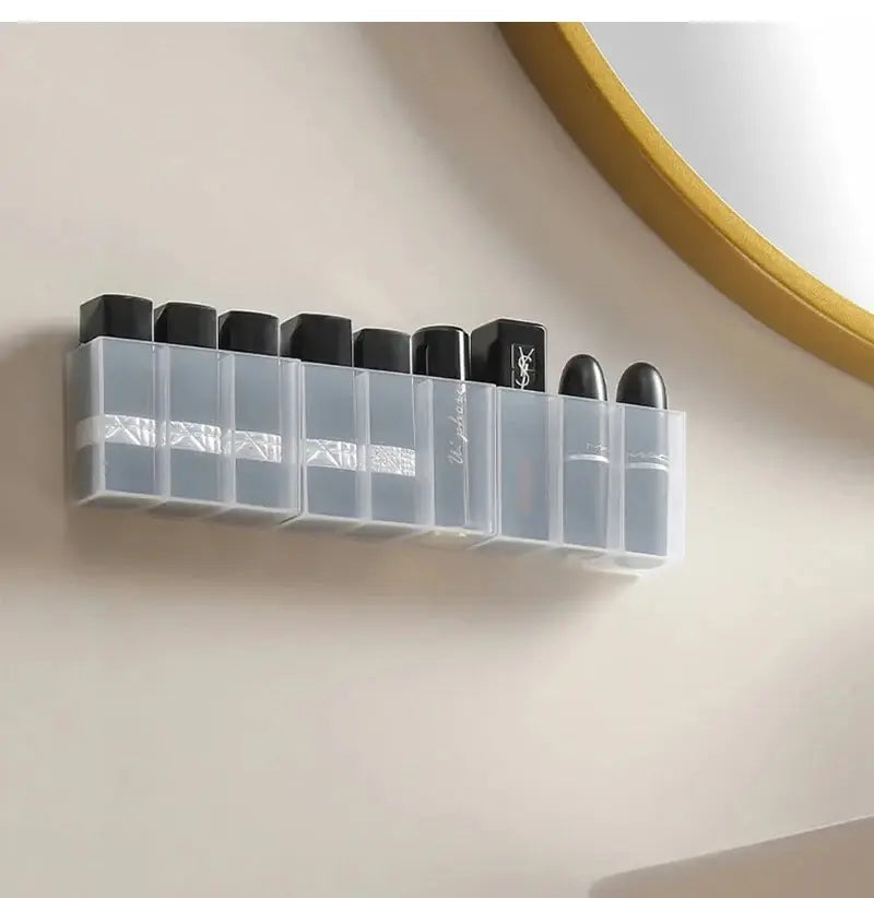Wall Mounted 3Grids Organizer Cabinet Self-adhesive Small Objects Makeup Storage Box Eyebrow Pencil Lipstick Lip Glaze Holder