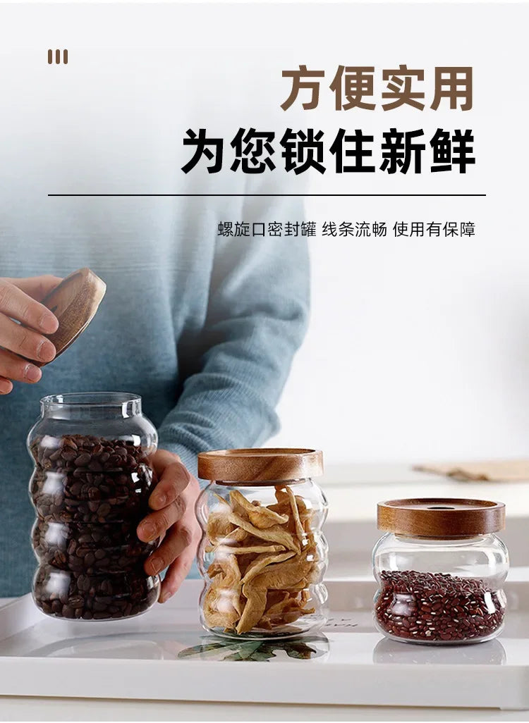 Glass Jars With Lids Container for Cereals Mason Jar Sugar and Tea Cans Storage Containers Hermetic Pots for Food Airtight Lid