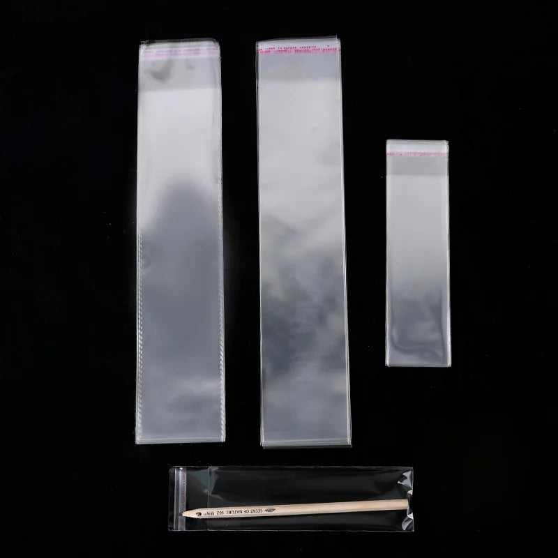 TETP 200Pcs Long Clear Self Adhesive Bags For Bracelet Necklace Pencil Jewelry Gifts Accessories Packaging Storage Plastic Bag