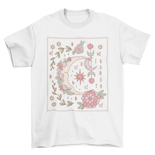 Floral Ornamental Moon T-shirt