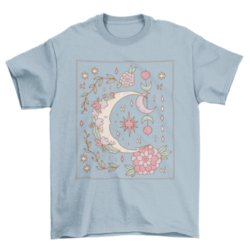 Floral Ornamental Moon T-shirt