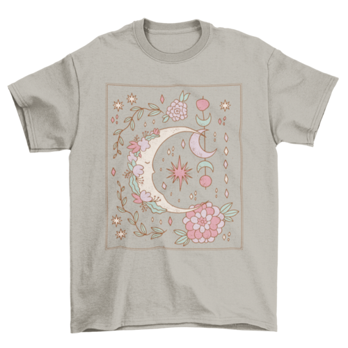Floral Ornamental Moon T-shirt