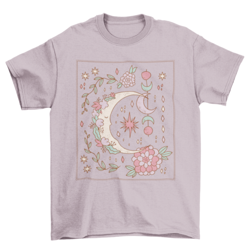 Floral Ornamental Moon T-shirt