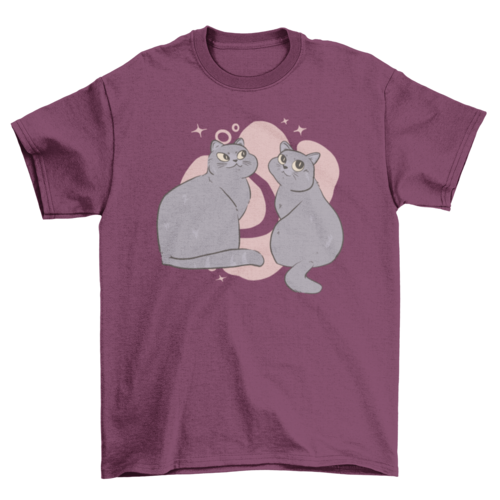 Cute grey cats animals t-shirt design