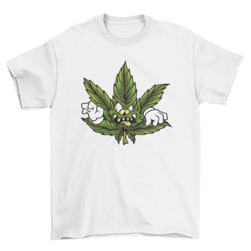Cannabis leaf monster cartoon t-shirt