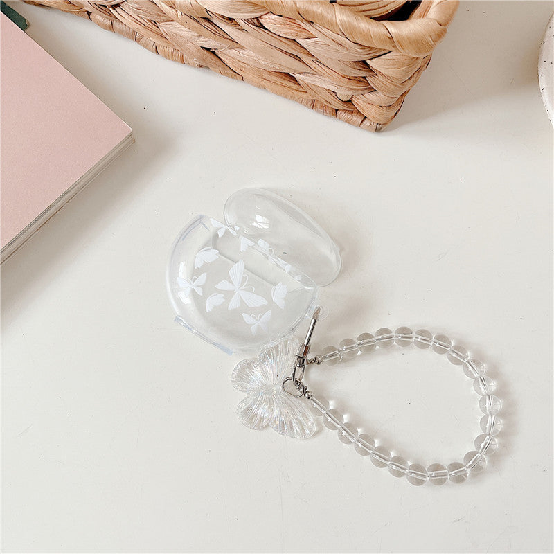 Small Floral Butterfly Wireless Bluetooth Headphone Set Transparent Silicone Soft Box