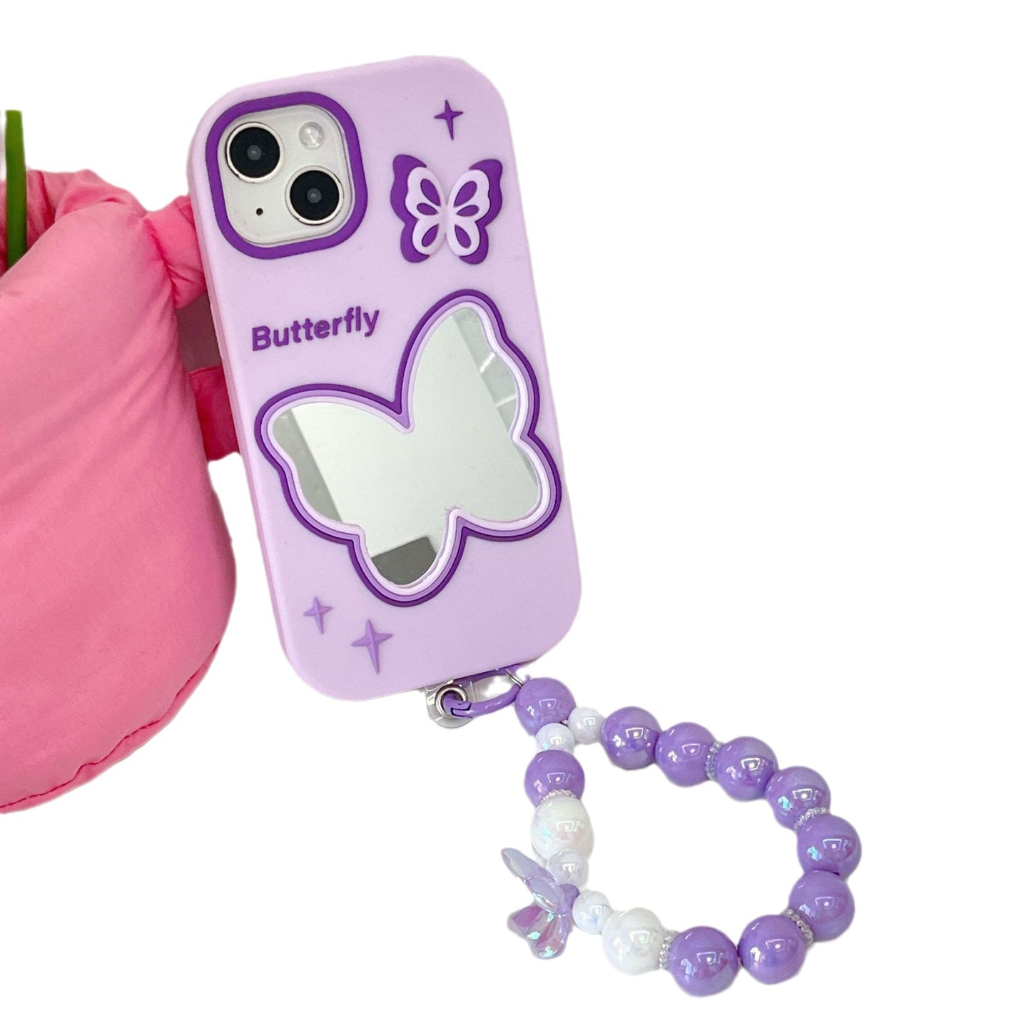 Purple Butterfly Mirror Silicone Phone Case