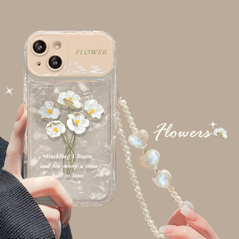 Flip Mirror Niche Flower Gradient Sequin Phone Case