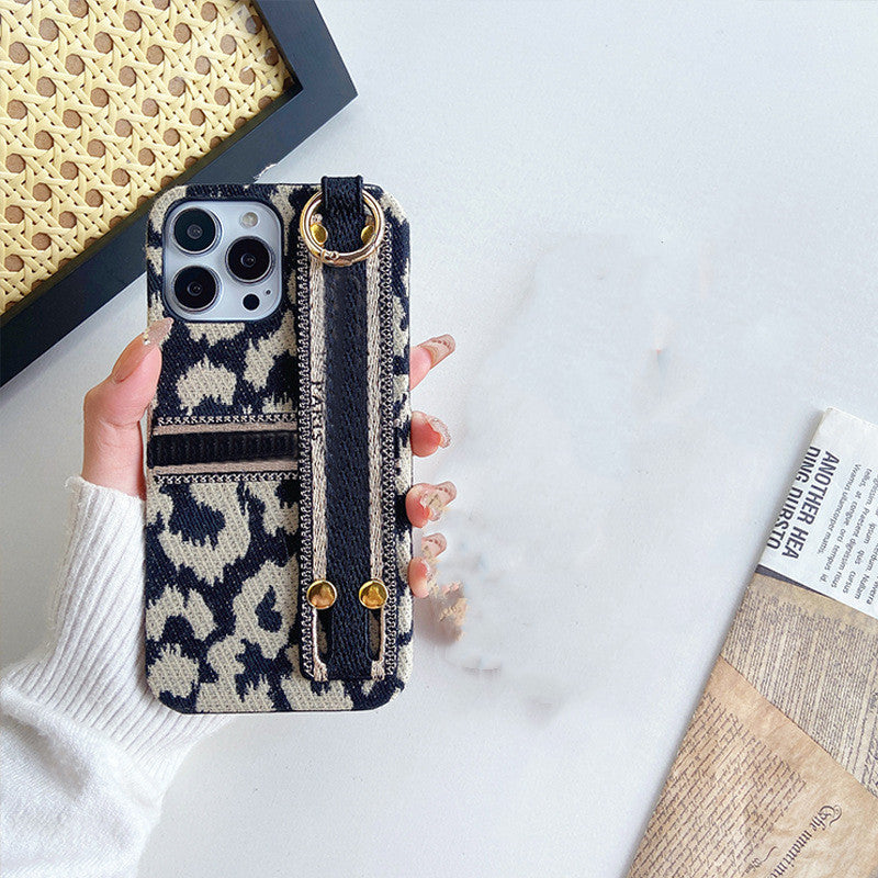 Classic Vintage Leopard Print Banner Wristband Phone Case