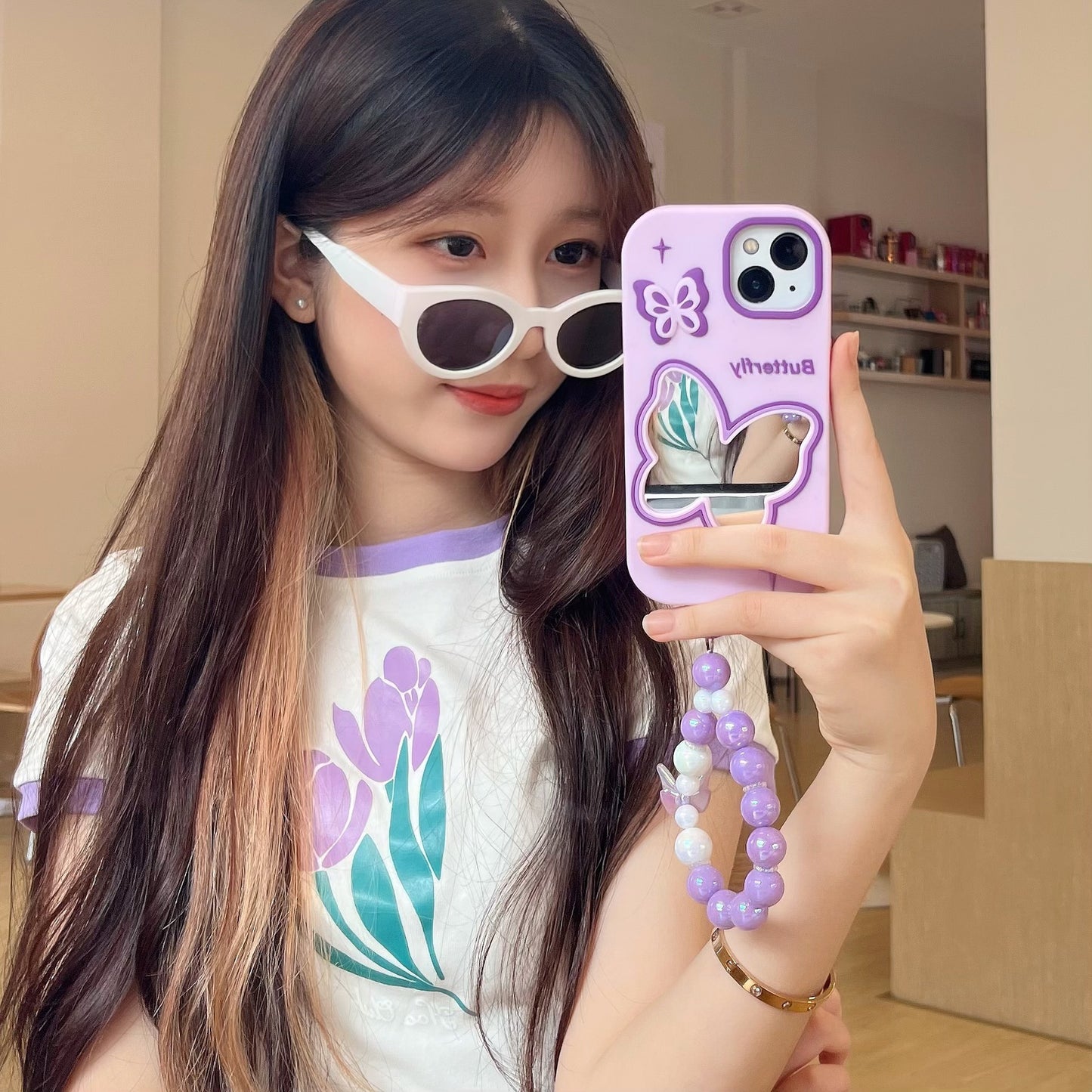 Purple Butterfly Mirror Silicone Phone Case