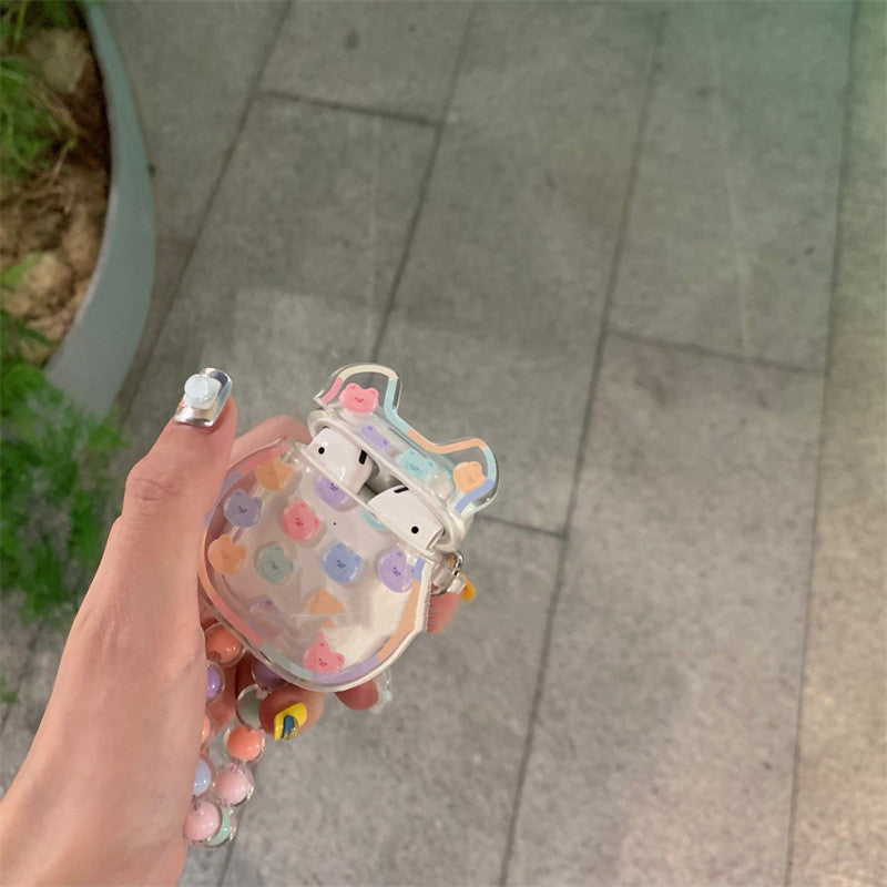 Cute Ins Rainbow Bean Chain Earphone Case
