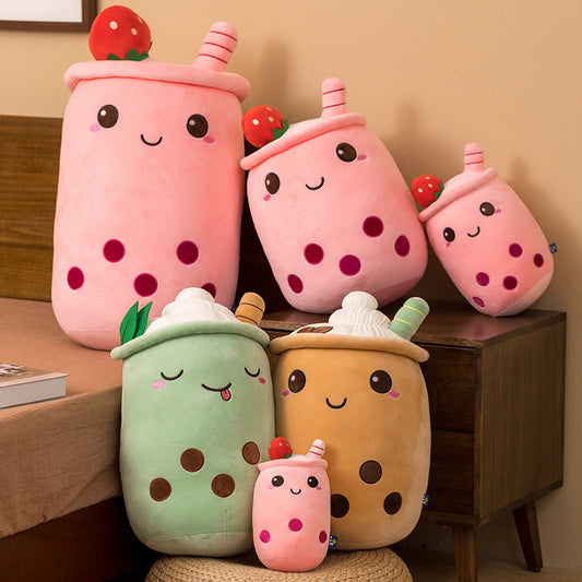 Milk Tea Cup Plush Toy Fruit Pillow Strawberry Matcha Cup Creative Doll