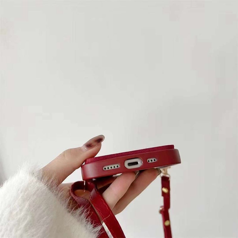 New Year Red Crossbody Card Holder With Lanyard
