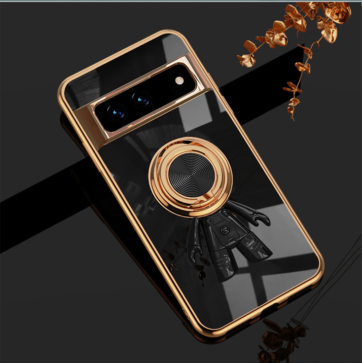 Applicable Phone Case Electroplated Silicone Fastened Ring Bracket Spaceman Cartoon Protective Cover