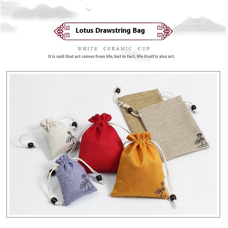 Lucky Bag Jewelry Bag Silk Pouch Linen Drawstring Bag