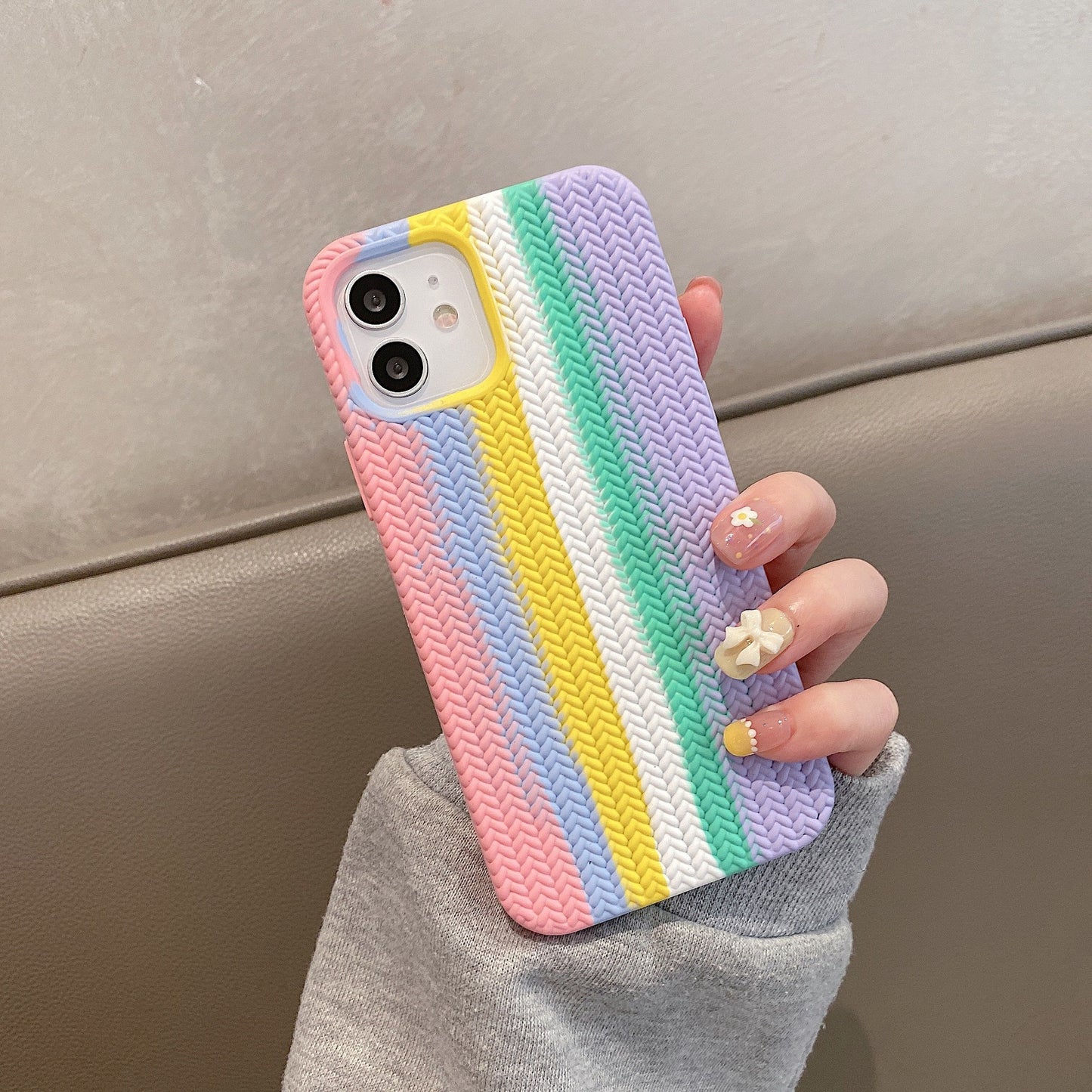 Woven Pattern Anti-fall Anti-slip Twist Liquid Glue Phone Case