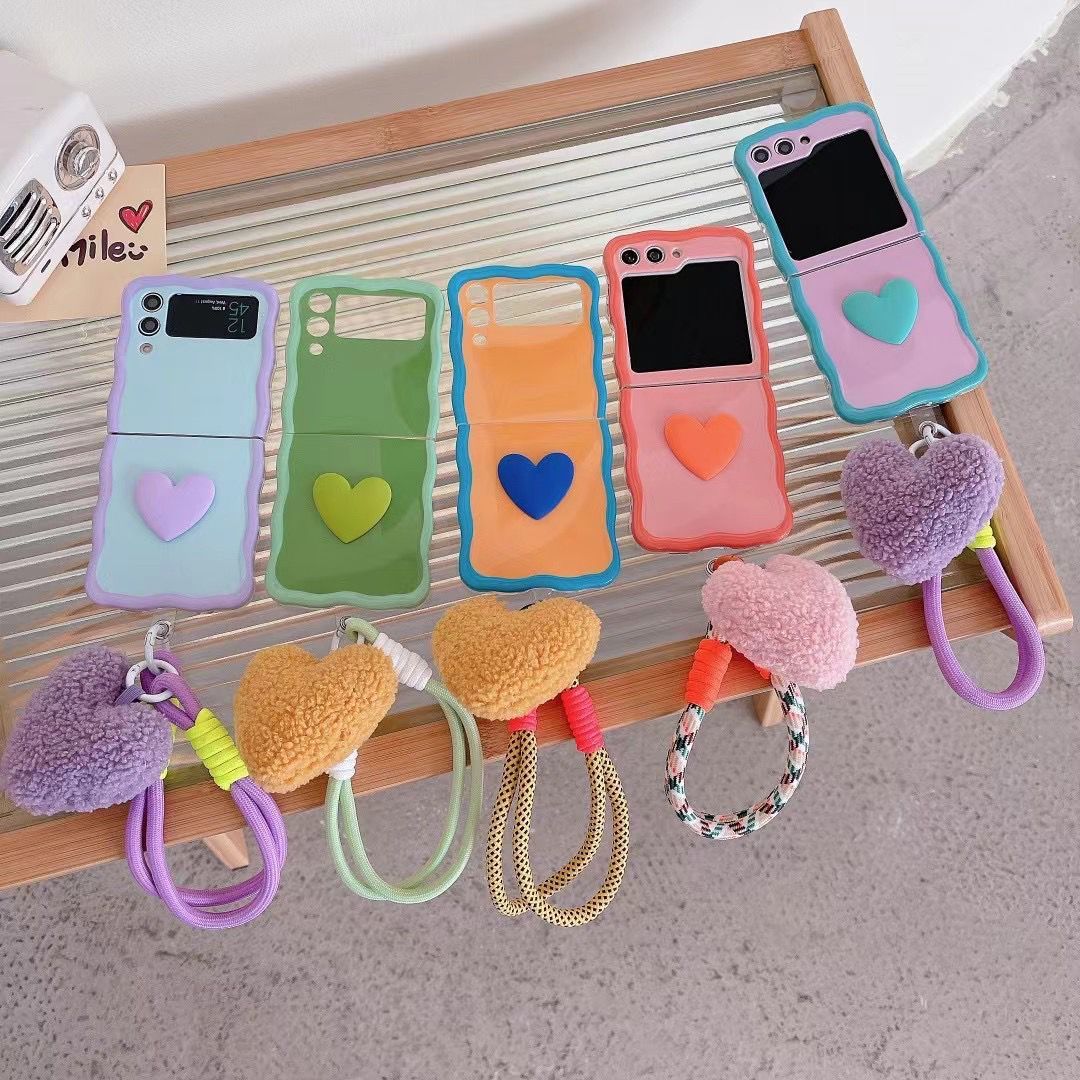 Small Heart Mobile Phone Shell Cute Plush Lanyard Case