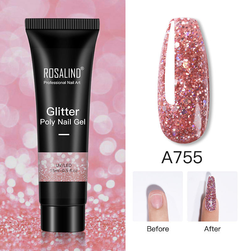 Glitter Poly Nail Gel Extension 15ml Gel Polish All For Manicure Poly Builder Gel Semi Permanent Soak Off Nail Art