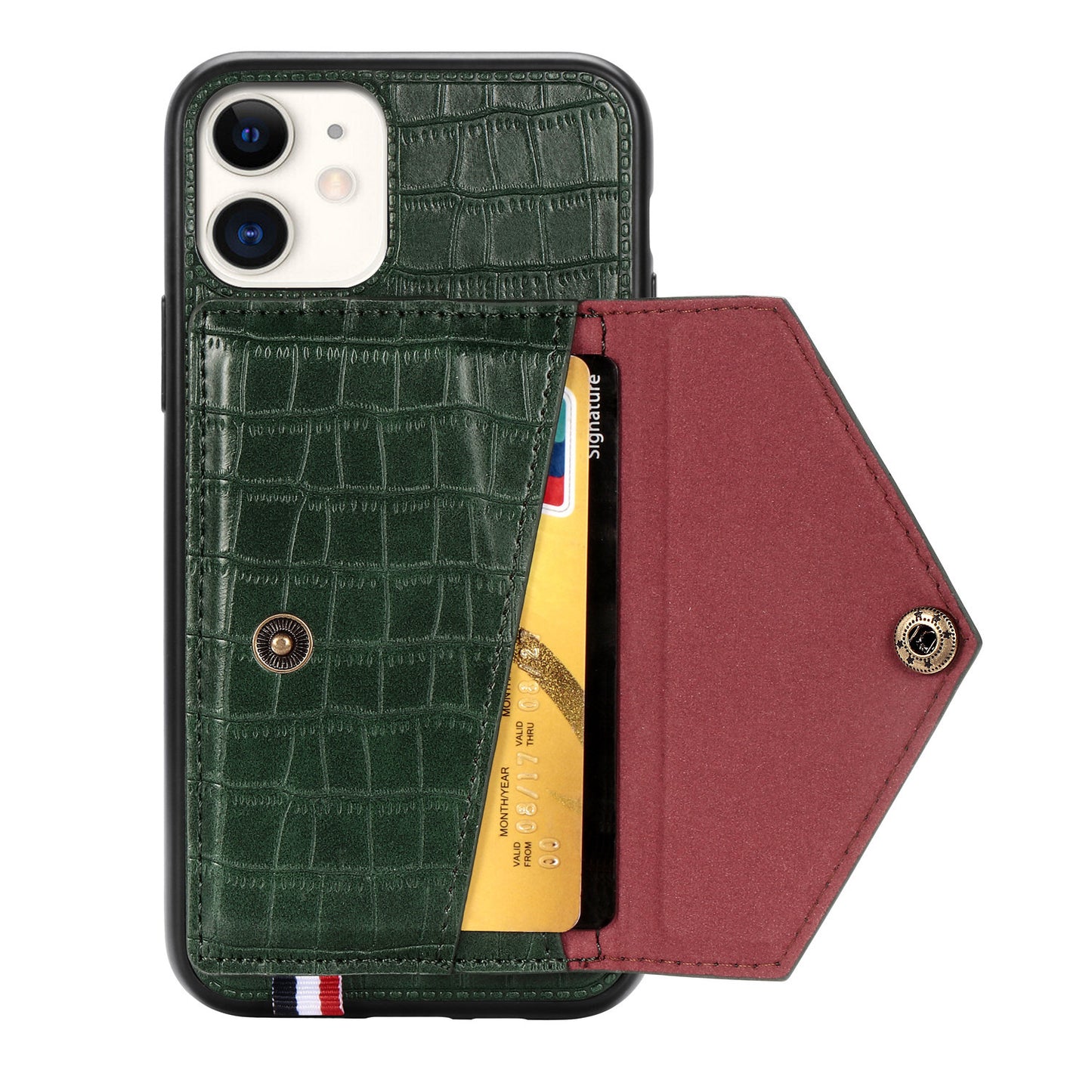 Compatible with Apple , Pure Color Simple Multi-function Card Phone Case