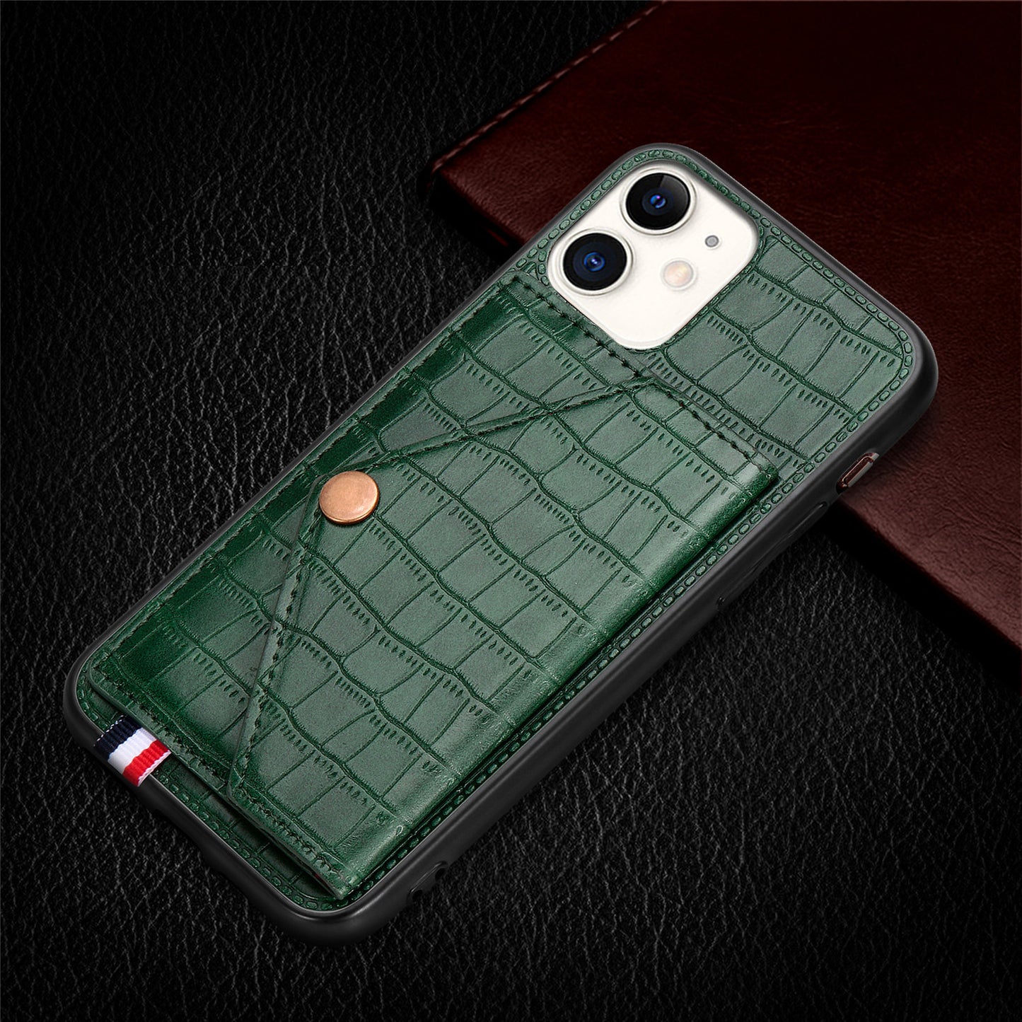 Compatible with Apple , Pure Color Simple Multi-function Card Phone Case