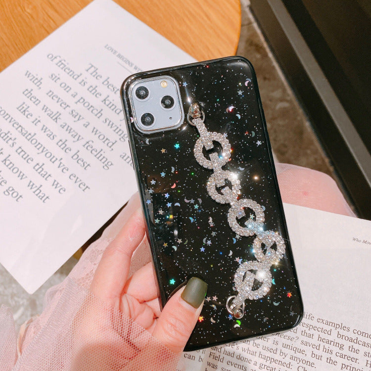 Compatible with Apple, Glitter Epoxy Transparent Bracelet iPhone11Pro Phone Case