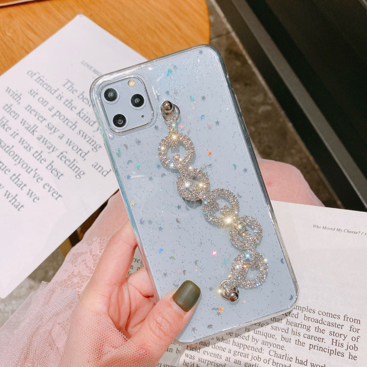 Compatible with Apple, Glitter Epoxy Transparent Bracelet iPhone11Pro Phone Case