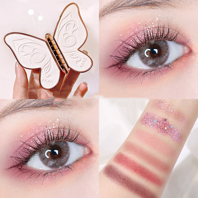 6 Colors Eyeshadow Palette Butterfly Eye Shadow Lucky Koi Pearl Sequins Glitter Matte Makeup Plate Glitter Eyeshadow