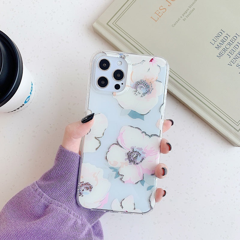 Compatible with Apple, Laser Butterfly Floral Suitable For Iphone1112 Mobile Phone Shell XS Apple 78plus Allinclusive Soft Cover XR