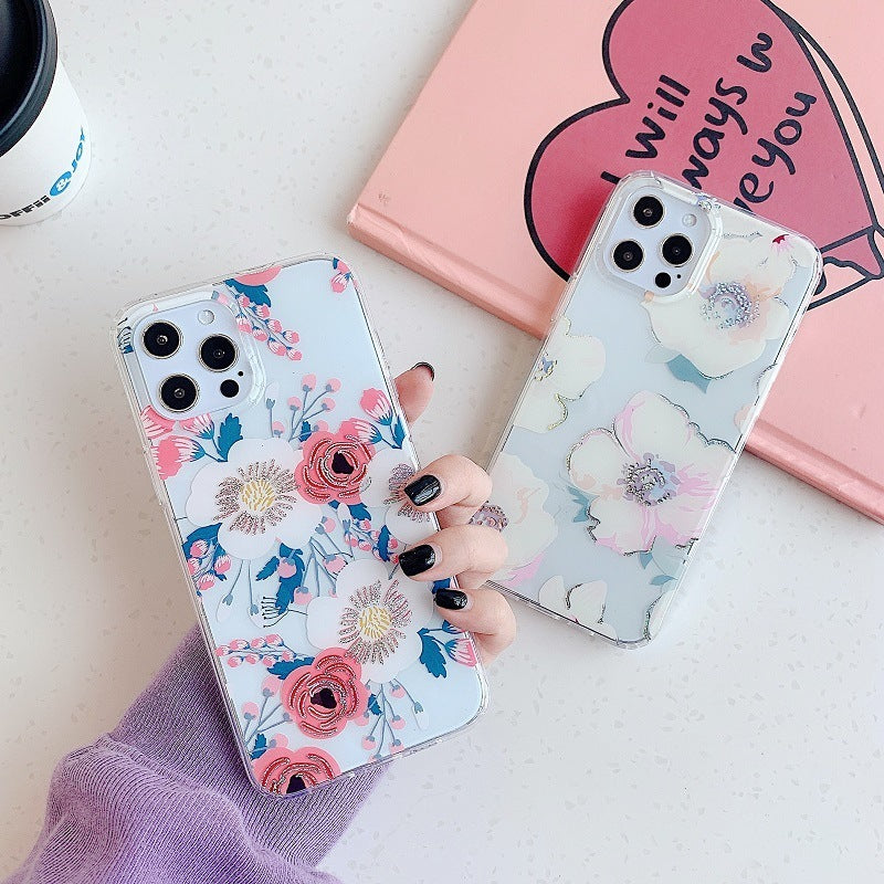 Compatible with Apple, Laser Butterfly Floral Suitable For Iphone1112 Mobile Phone Shell XS Apple 78plus Allinclusive Soft Cover XR