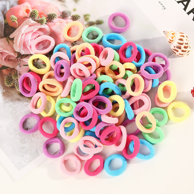 100 Small Towel Ring Bags Korean Candy Color High Elasticity Hair Accessories Head Rope 2Cm