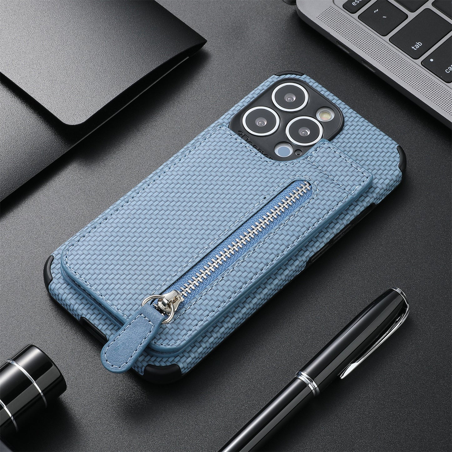 Card Holder Phone Case Wallet Bracket Zipper Protective Sleeve
