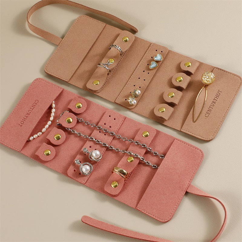 Portable And Versatile Small Jewelry Roll Earring Ring Ear Stud Necklace Watch Pouch