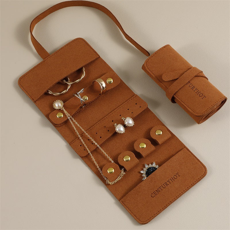 Portable And Versatile Small Jewelry Roll Earring Ring Ear Stud Necklace Watch Pouch