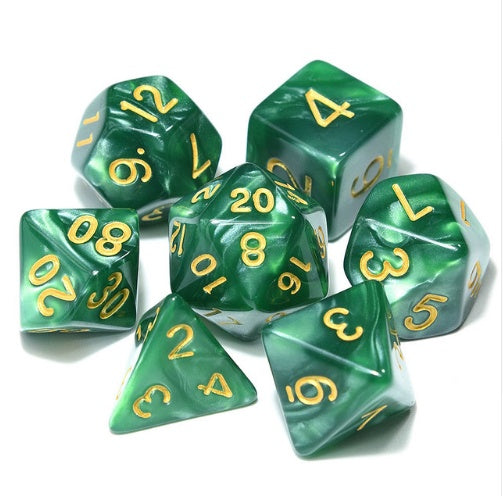 7 sets of multi faced digital dice.