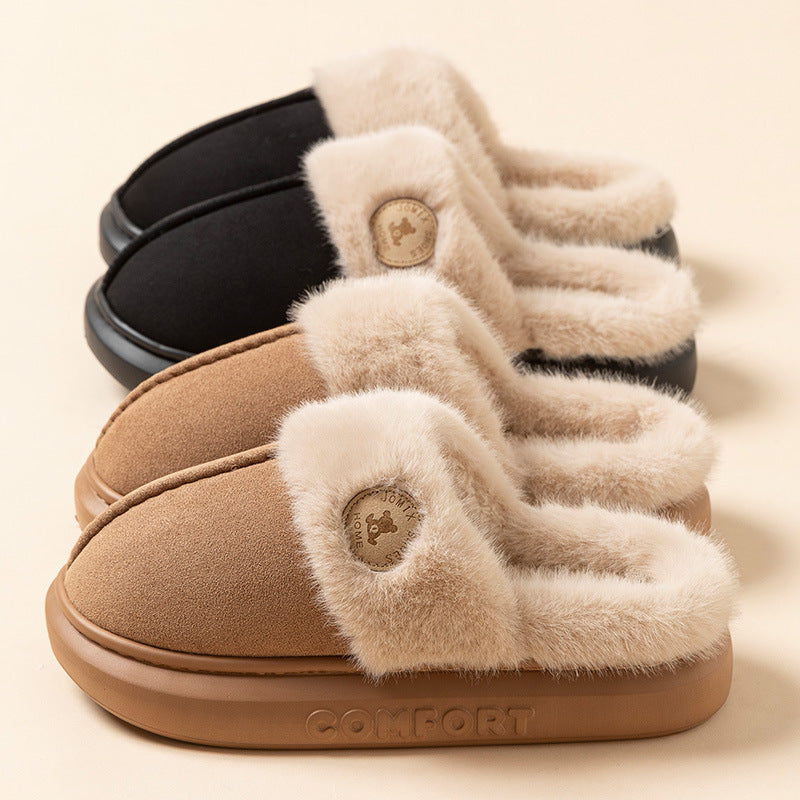 New Plush Slippers For Women Men Winter Warm Home Slipper Indoor Thick-soled Fleece Shoes