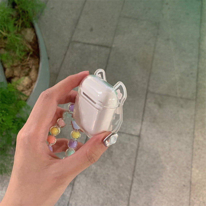 Cute Ins Rainbow Bean Chain Earphone Case