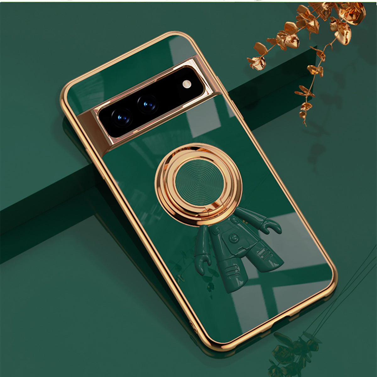 Applicable Phone Case Electroplated Silicone Fastened Ring Bracket Spaceman Cartoon Protective Cover