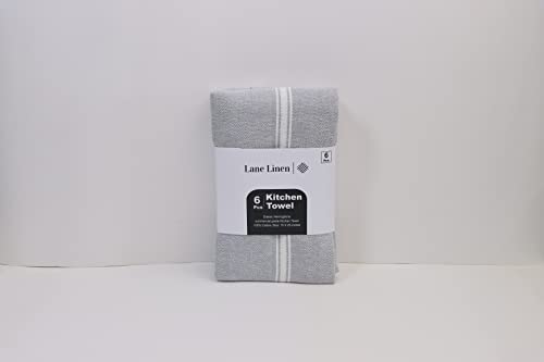 Kitchen Towel Set - 100% Cotton Kitchen Towels, Reusable Dish Cloths, Grey Dish Towels for Kitchen, Soft Absorbent Tea Towels, Durable Kitchen Hand Towels, 14” x 25” Kitchen Dish Towels - 6 Pack